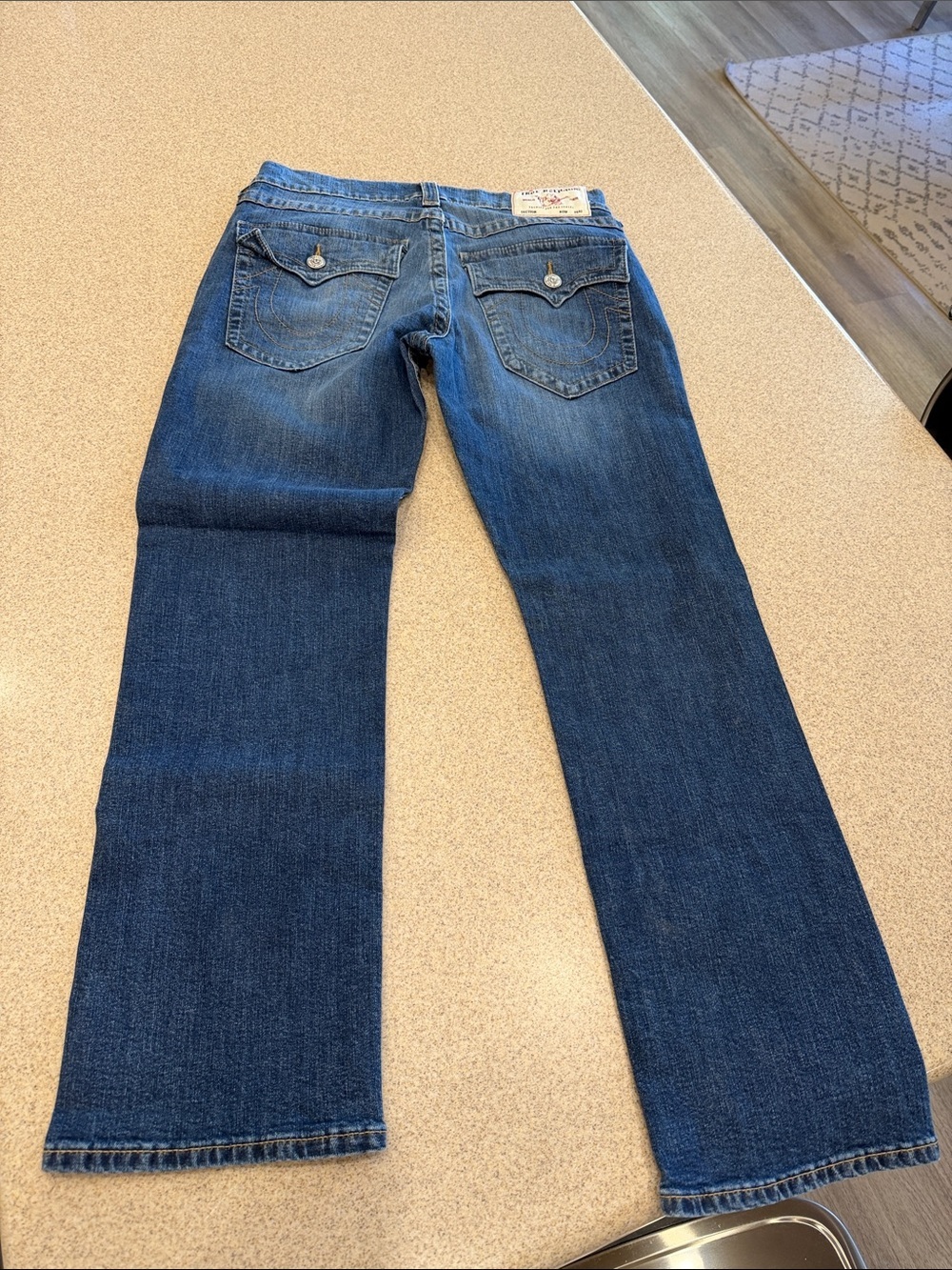 True Religion Two-Tone Blue Denim Jeans Ricky Relaxed Straight 32X31 - Picture 5 of 14
